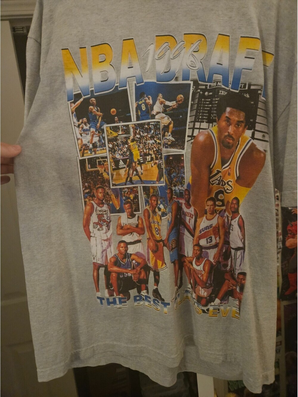 Men's XL 1996 NBA Draft Vintage Demand T-Shirt Kobe Bryant Steve Nash Ray Allen